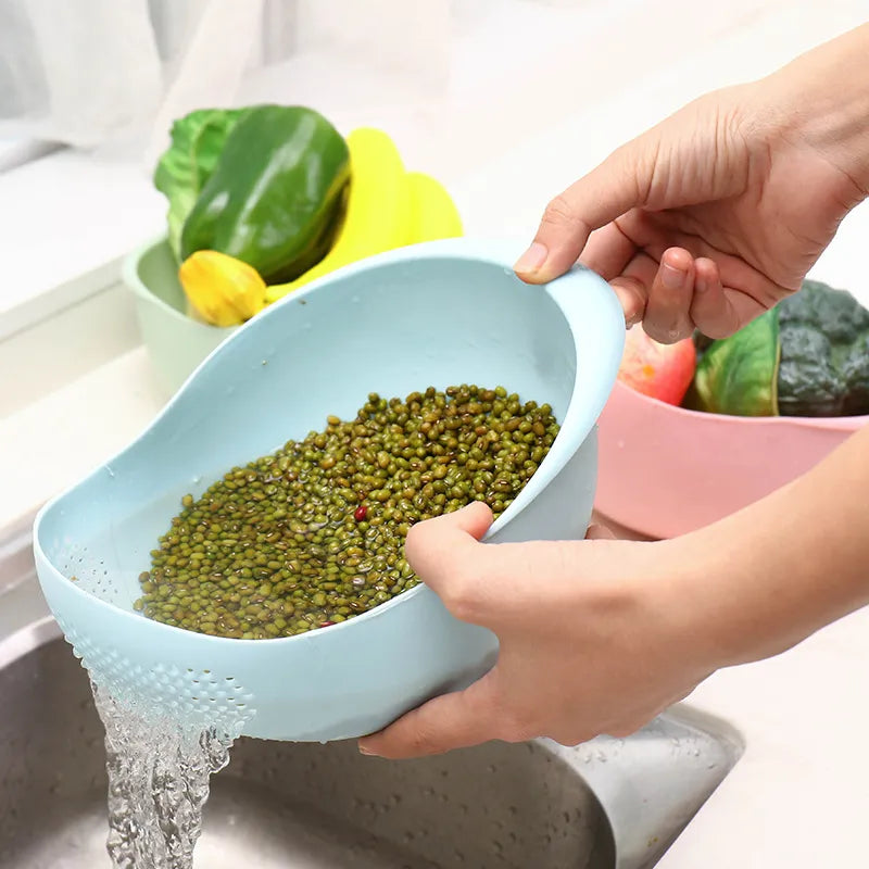 Plastic Colander Kitchen Drain Basket with Handles Rice Bowl Strainer Strainer Basket Sink Drain Kitchen